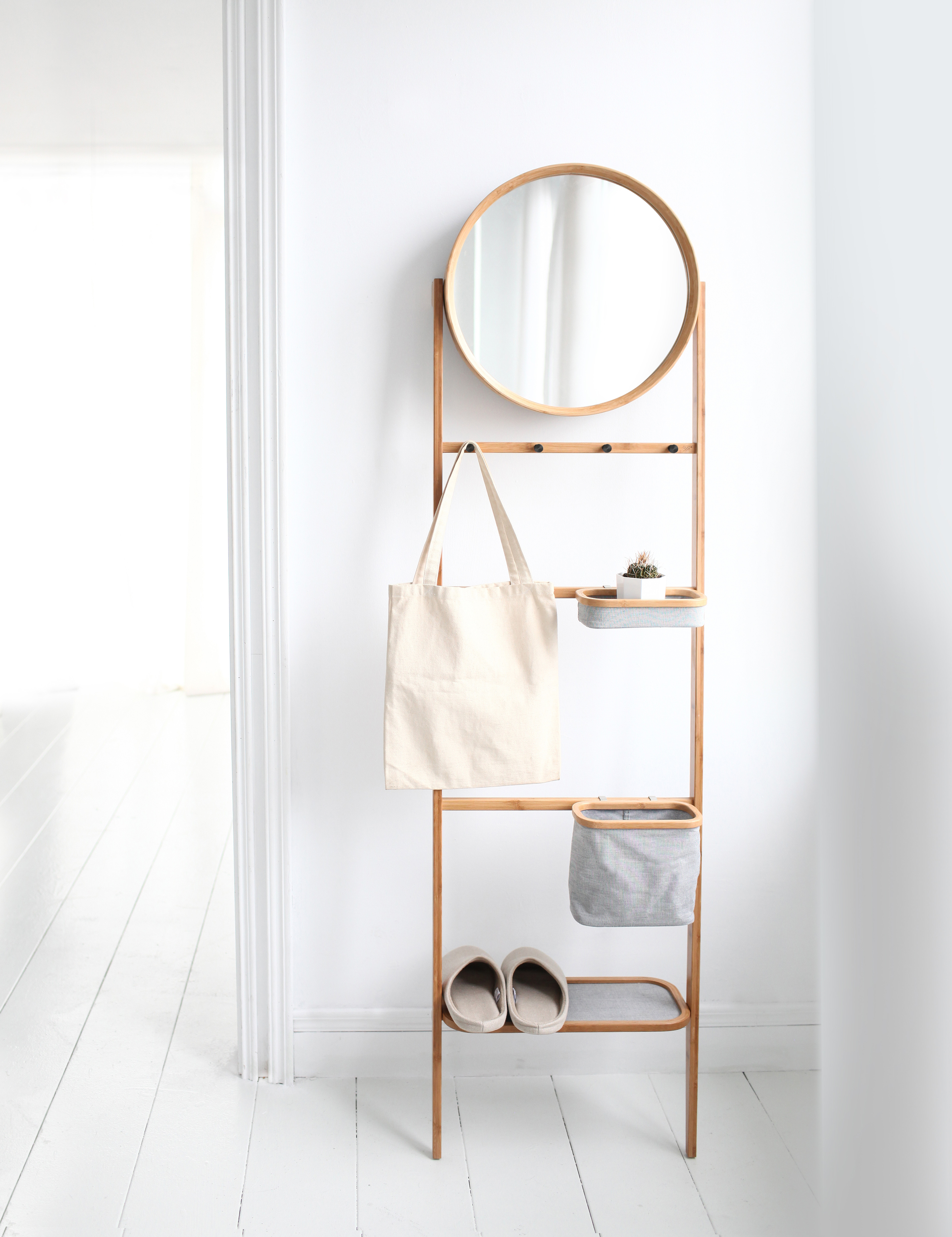 Gudee Blog-Grota leaning rack with mirror-Smart Design for Last-Minute Glimpse at Your Entryway